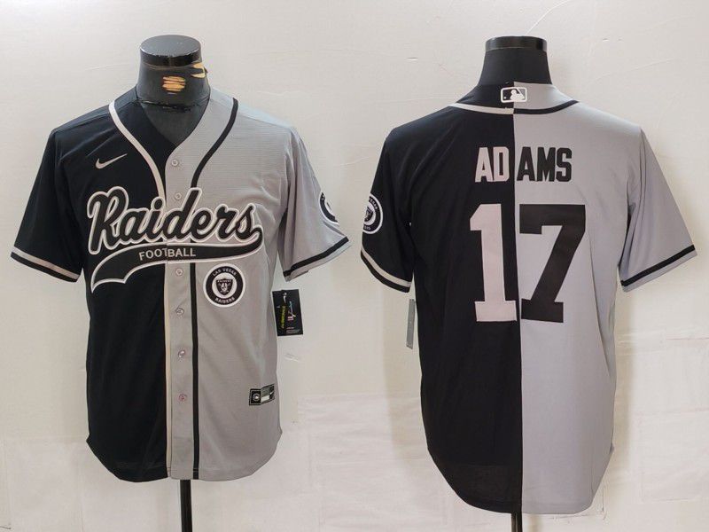 Men Oakland Raiders 17 Adams Black grey Joint Name 2024 Nike Limited NFL Jersey style 1
